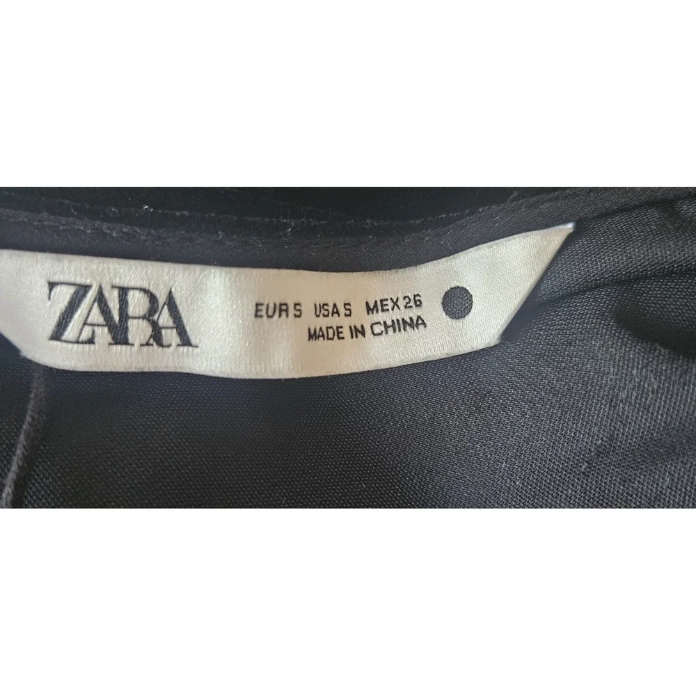 ZARA black velvet mini dress crystal embellished buttons woman sz S